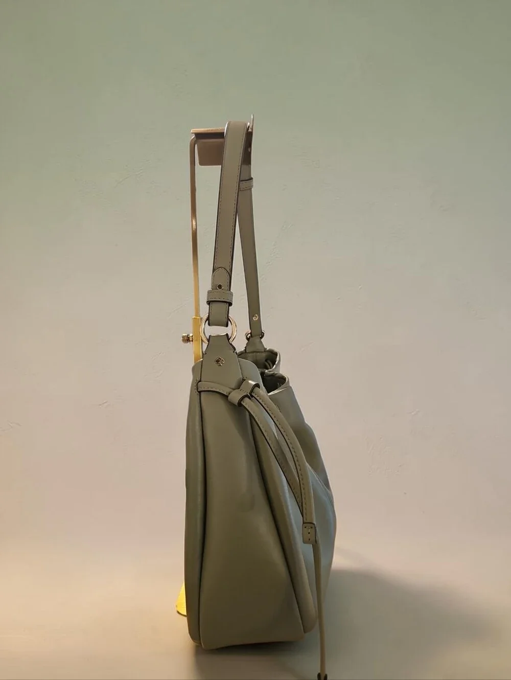 KATE SPADE  Soft Olive Drawstring Hobo Bag with Shoulder Strap